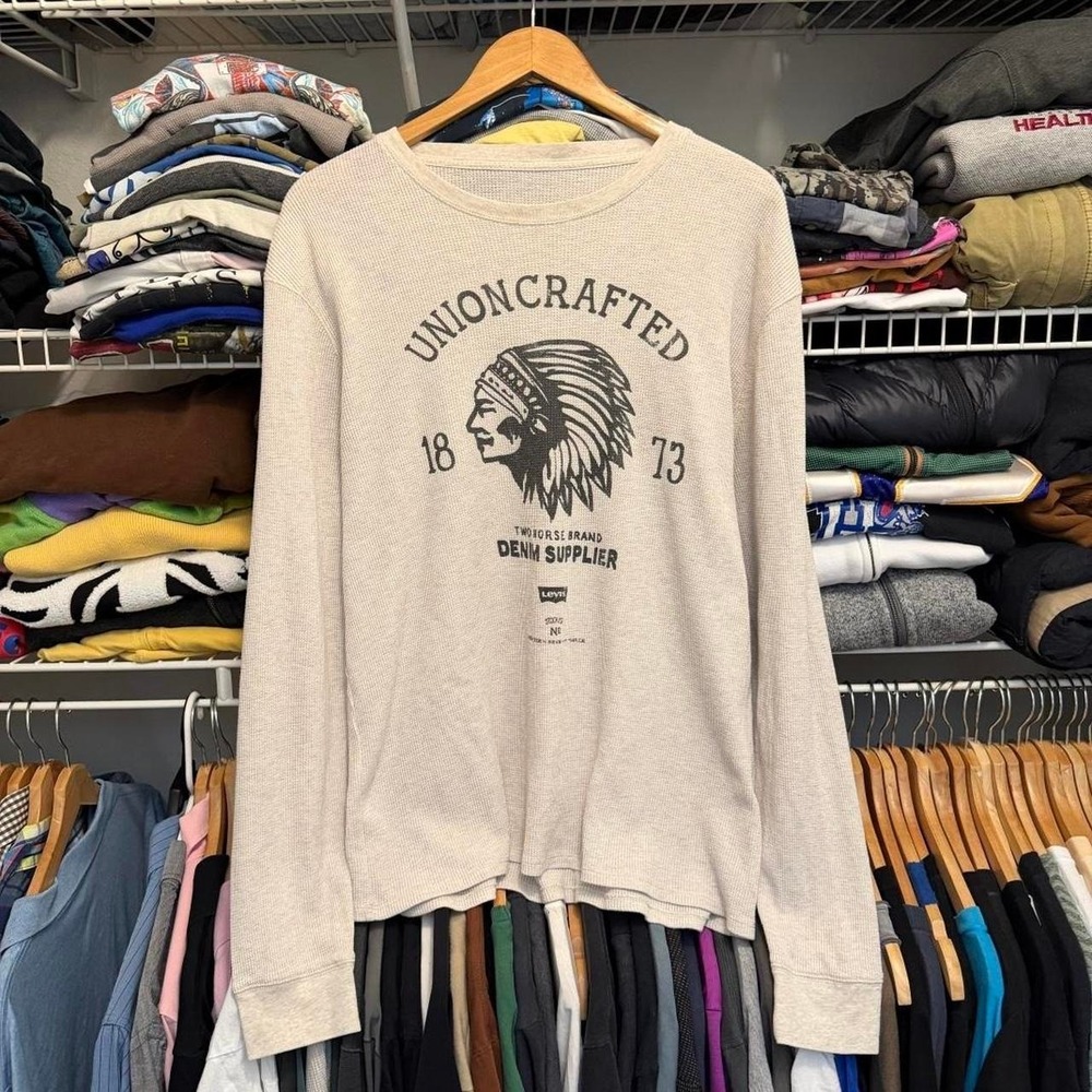 Y2K Levi's Union Crafted Native American cream long sleeve thermal t-shirt XL